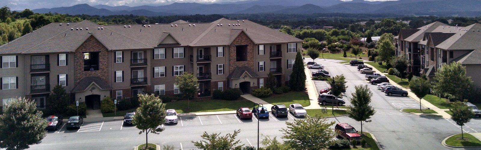 Brown apartment complex building